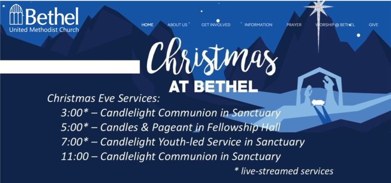 Christmas Eve Services at Bethel United Methodist Church, 129 W. 4th Street, Lewes BETHEL LEWES CHRISTMAS EVE